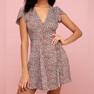 Rolla’s Dancer Light Blue Strawberry Print Wrap Mini Dress Women’s Size Large 12